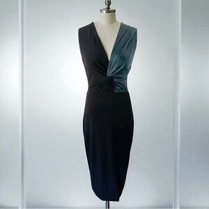 JASON WU Runway Black Teal Curve Hugging Dress Size 4